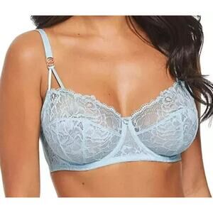 FigLeaves Light Blue Bra sz 32DD Figleaves Olivia Lace Balcony Bra